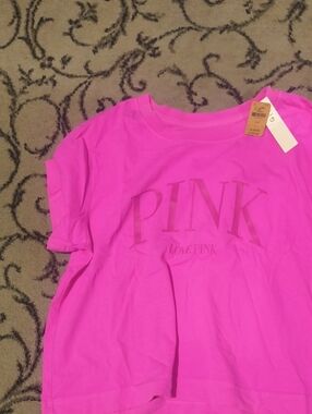 PINK Victoria's Secret Bright Pink Logo Tee